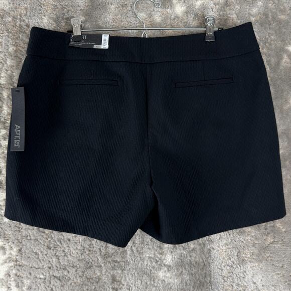 NEW Apt 9 Size 14 Flat Front Mid Rise Casual Shorts Black Button Zip NWT - Picture 3 of 14
